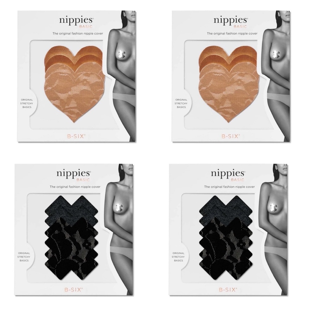 B-SIX NIPPIES BASICS LACE NIPPLE COVERS - 4 PACK - SIZE B